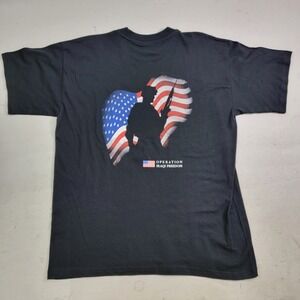 Vintage Operation Iraqi Freedom Military Service US‎ Flag Men's T-Shirt Sz L EUC